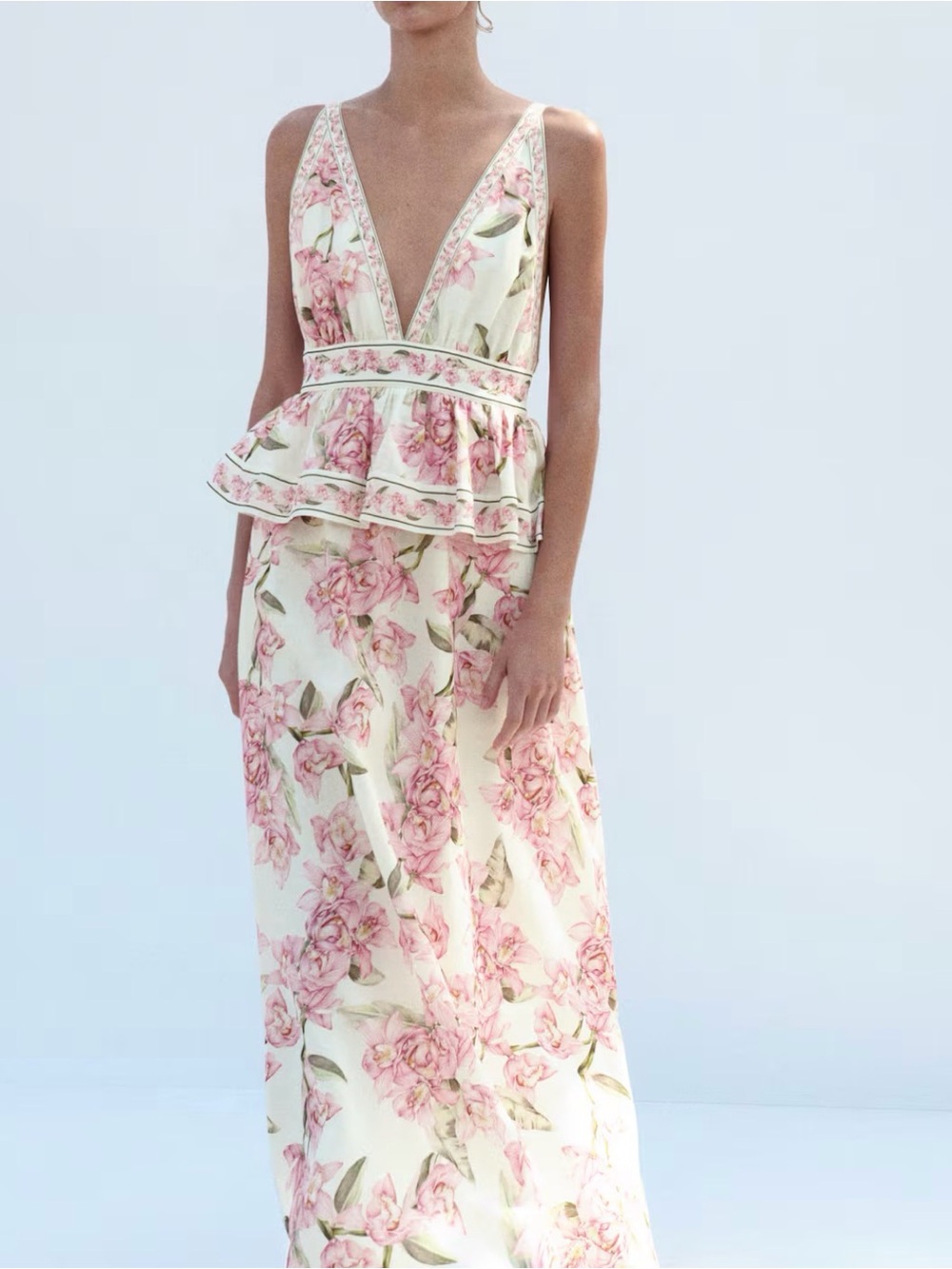 H&M linen blend peplum dress